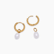 Mini Twisted Pearl Hoops